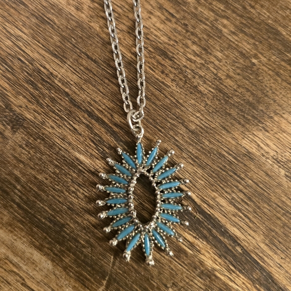 Jewelry - Turquoise and Silver Sunburst Necklace